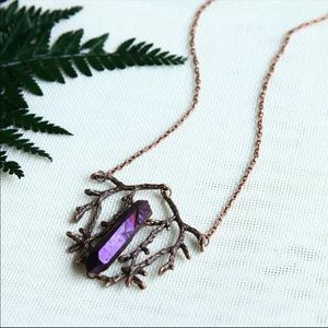 Copper branch healing crystal Aura quartz amulet